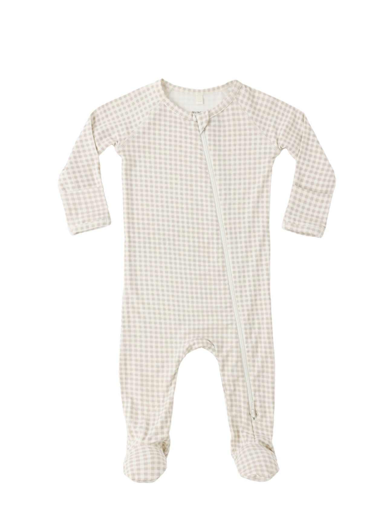 Oat Gingham Bamboo Footie