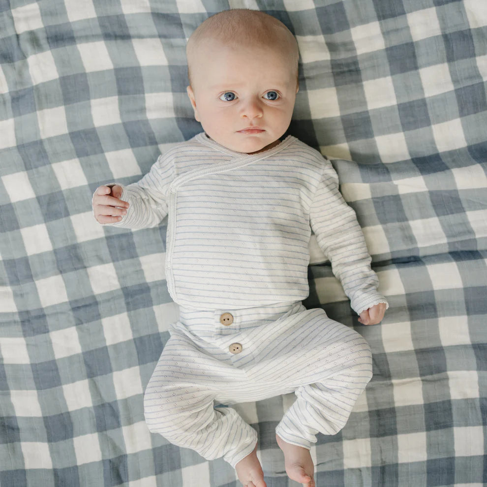 Pointelle Stripe Blue Set