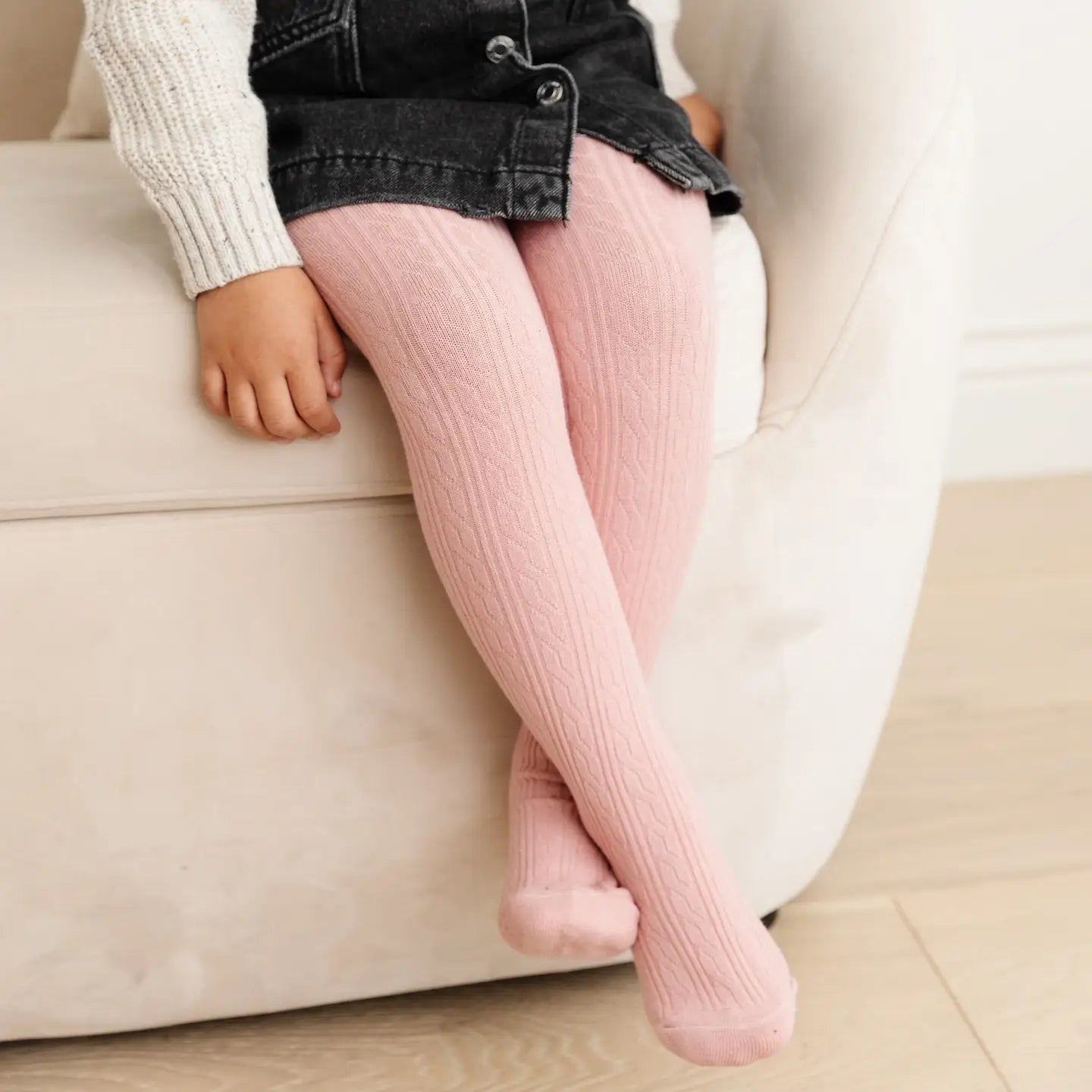 Blush Pink Cable Tights