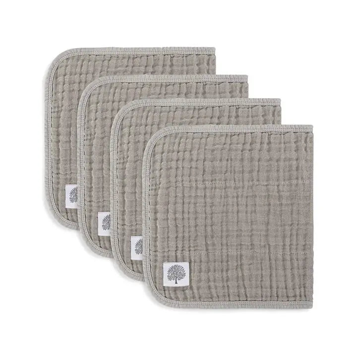 Gray Muslin Burp Cloth Set (4)