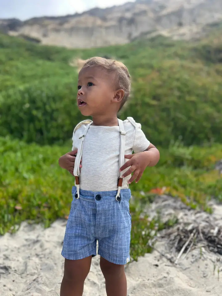 Light Blue Suspender Short