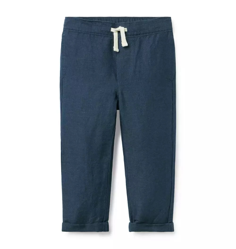 Navy Cotton Cuffed Pant