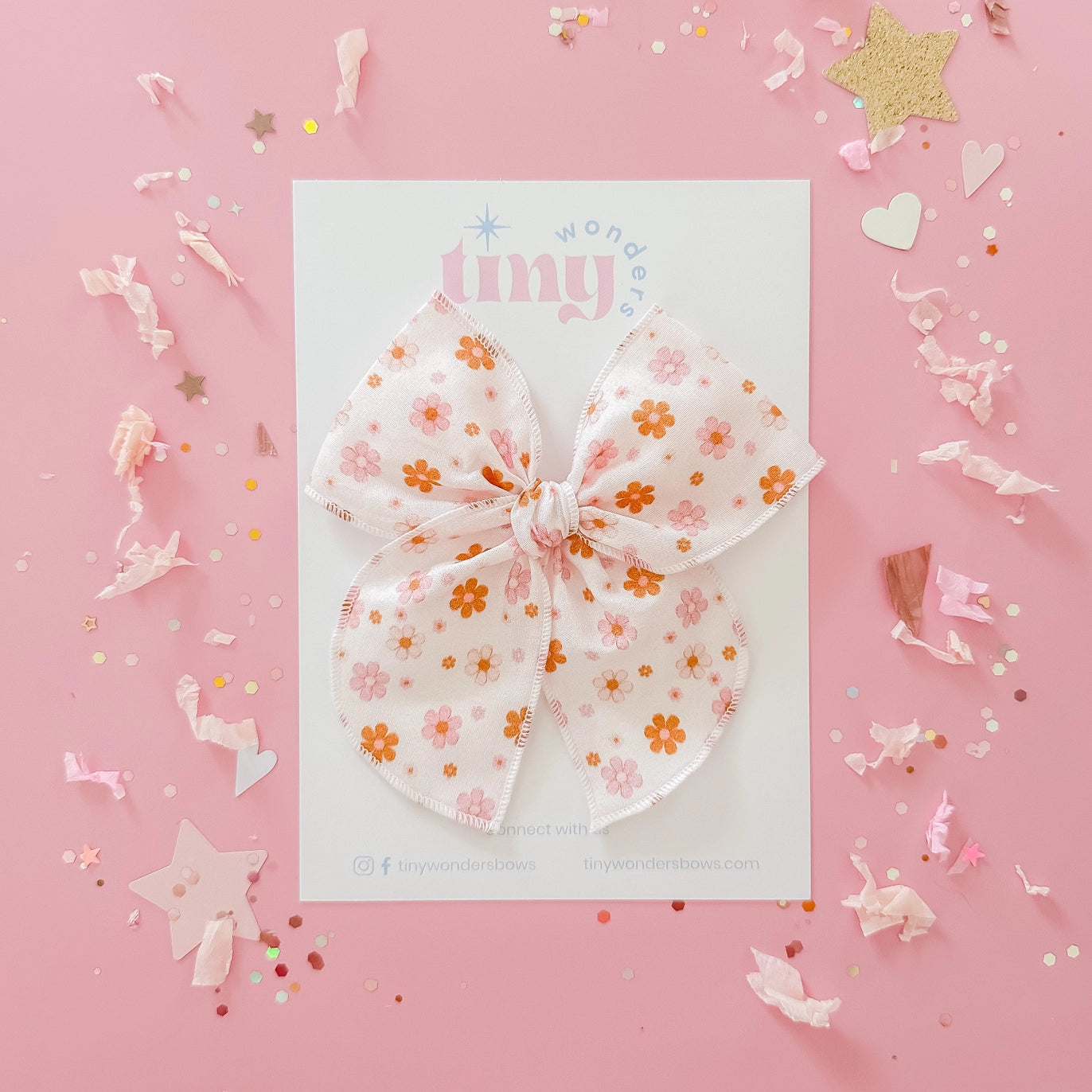 Pink + Brown Floral Clip