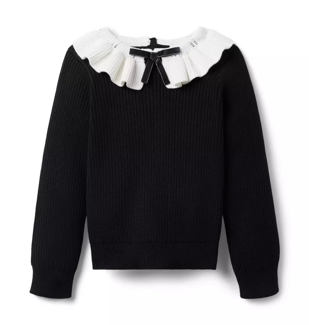 Ribbed Ruffle Collar Sweater