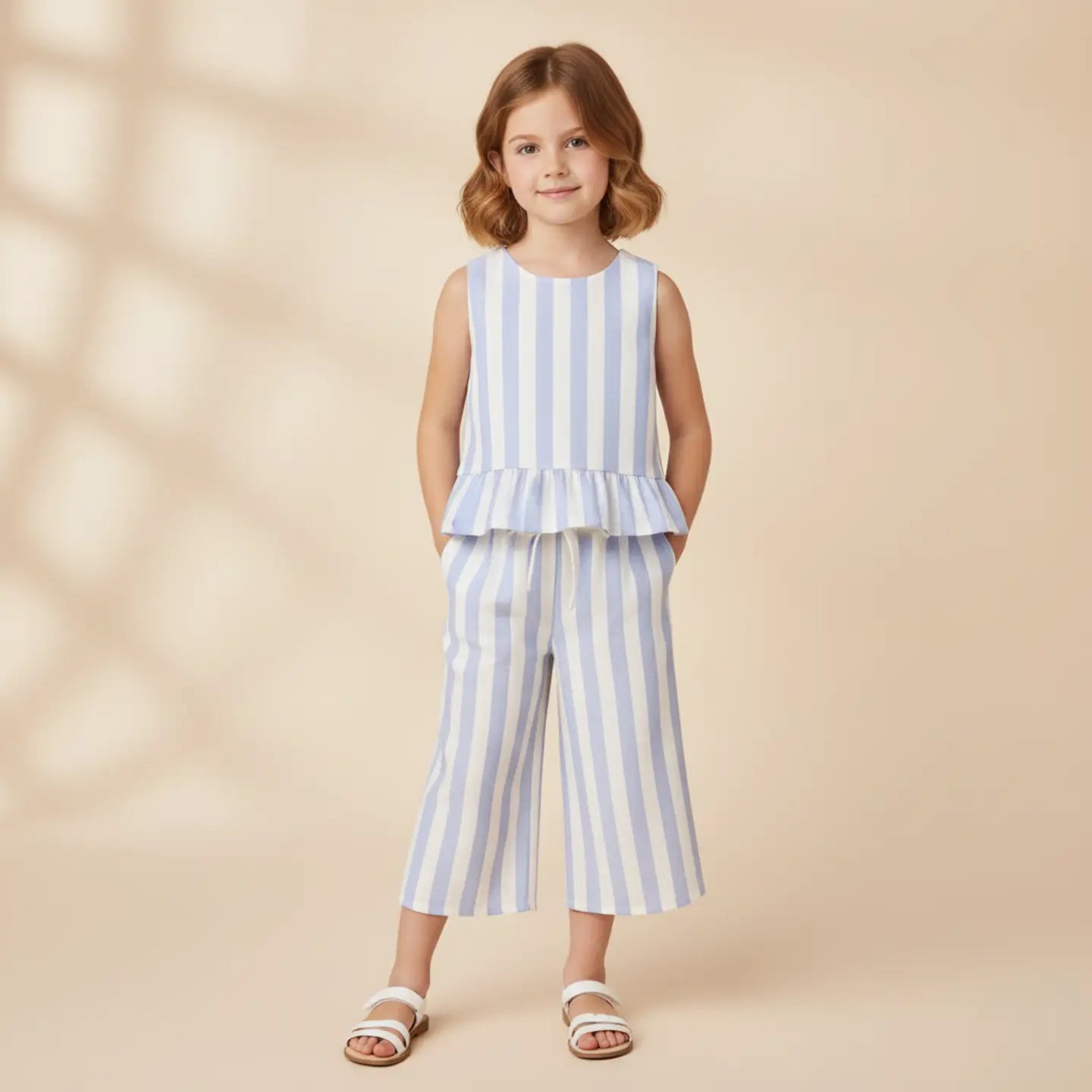 Ruffle Stripe Pant Set