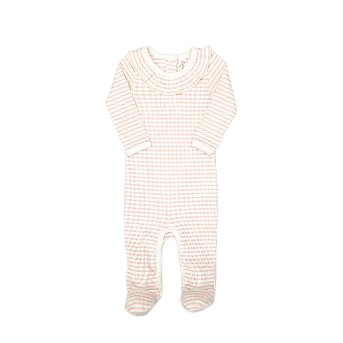 Ruffle Stripe Shell Footie