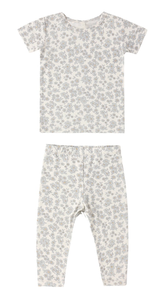 Blue Floral Pajama Set