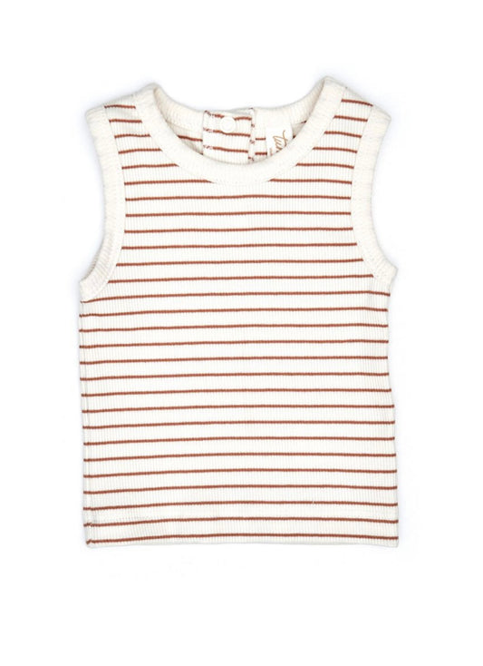 Pecan Stripe Sleeveless Top