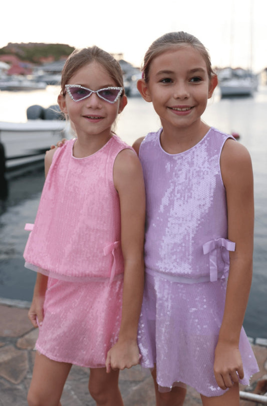 Pink Pastel Sequin Bow Set
