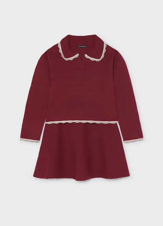 Maroon Knit Skirt Set
