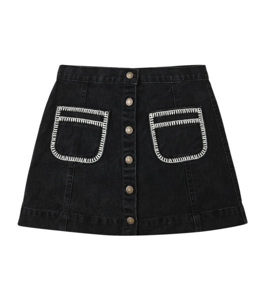 Washed Black Mini Skirt