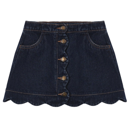 Scallop Indigo Mini Skirt