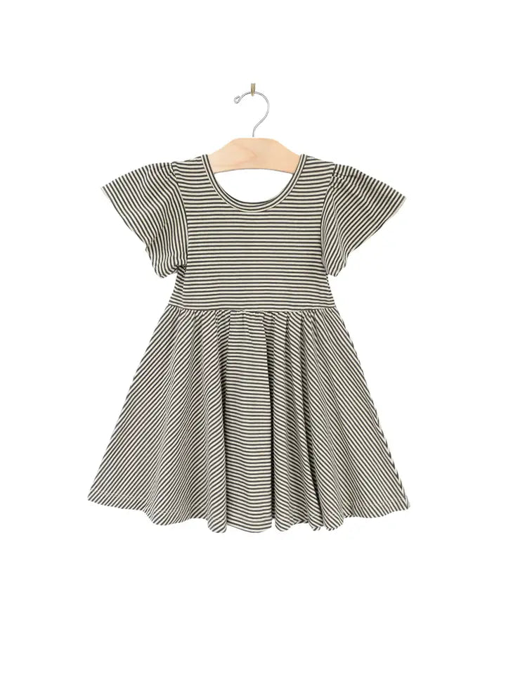 Charcoal Stripe Twirl Dress