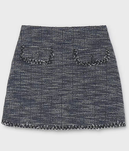 Navy Tweed Skort