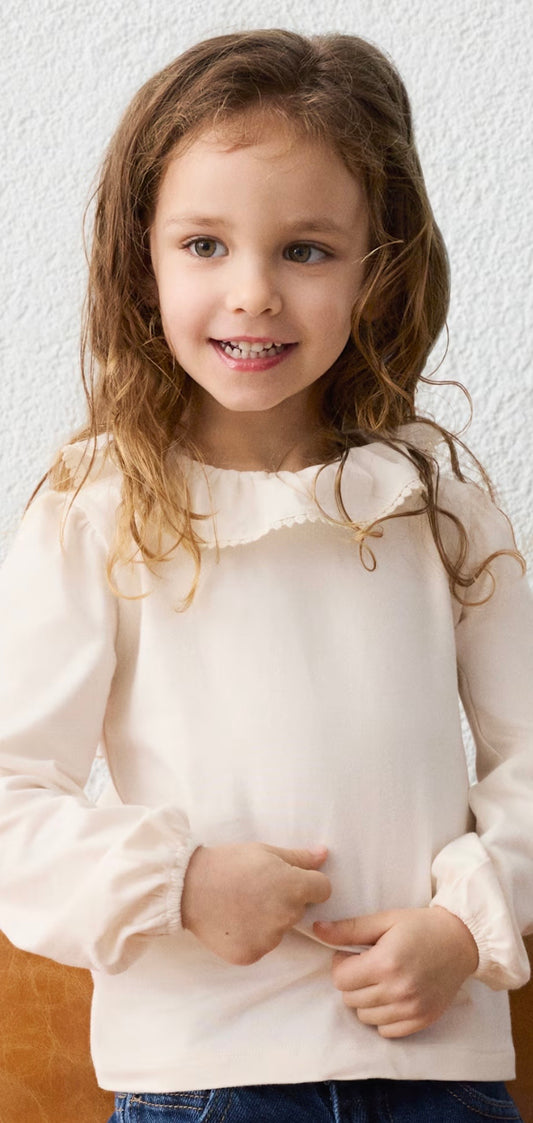 Ruffle Collar Cream Blouse