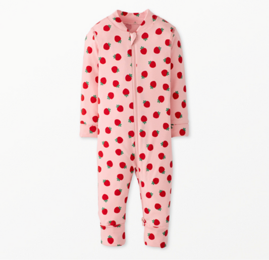 Sweet Strawberry Zip Up Pajama