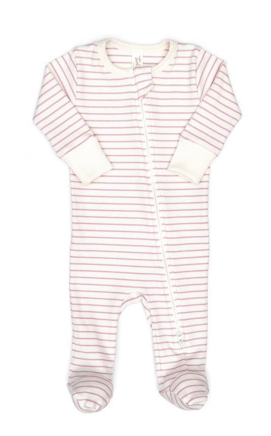 Lilac Stripe Ribbed Footie