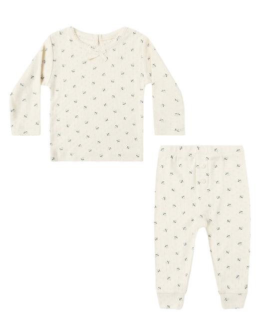 Blue Ditsy Pointelle Set