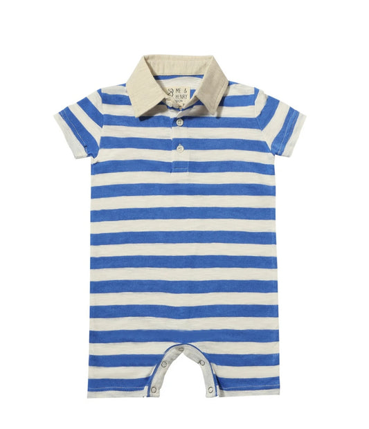 Blue Stripe Collar Romper