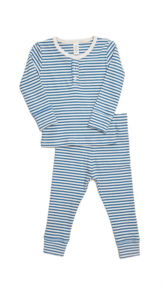 Blue Stripes Henley Set