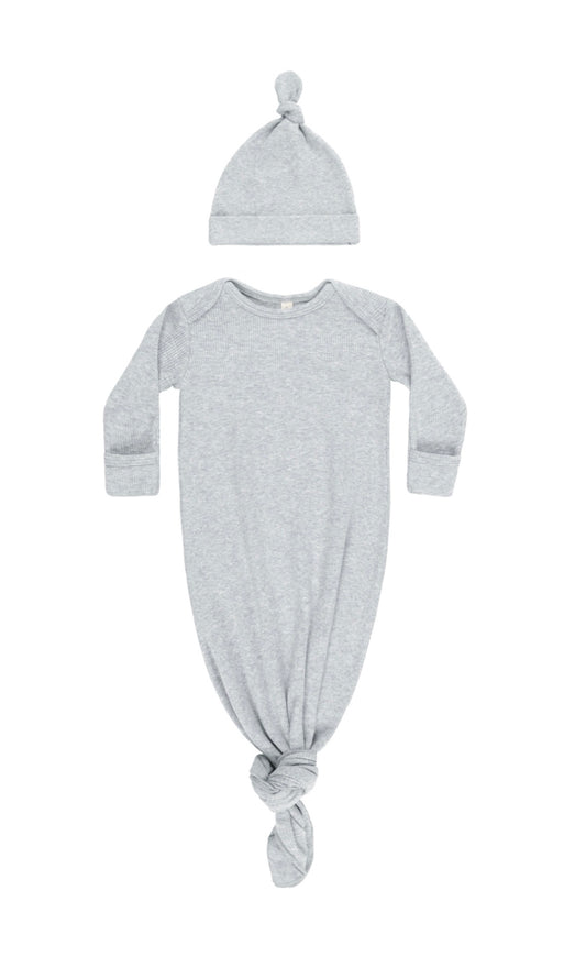 Dusty Blue Baby Gown + Hat