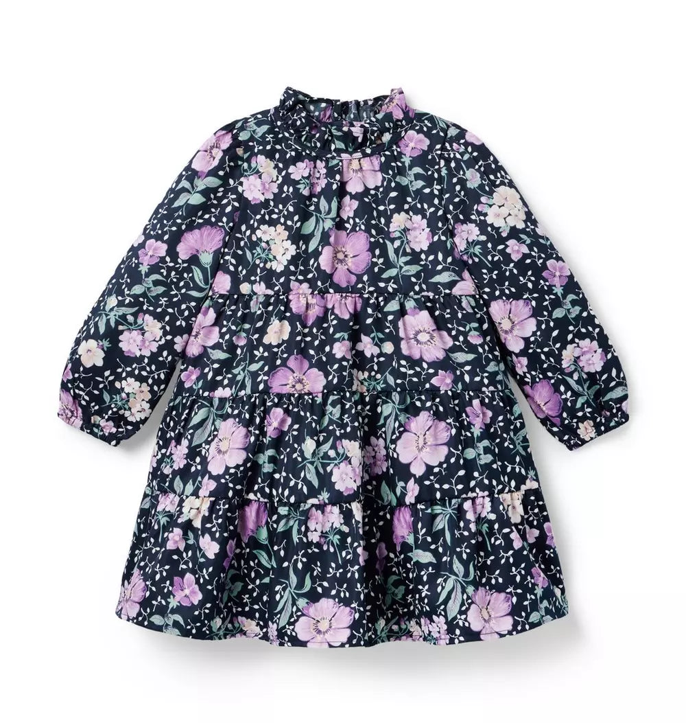 Ruffle Neck Floral Dress