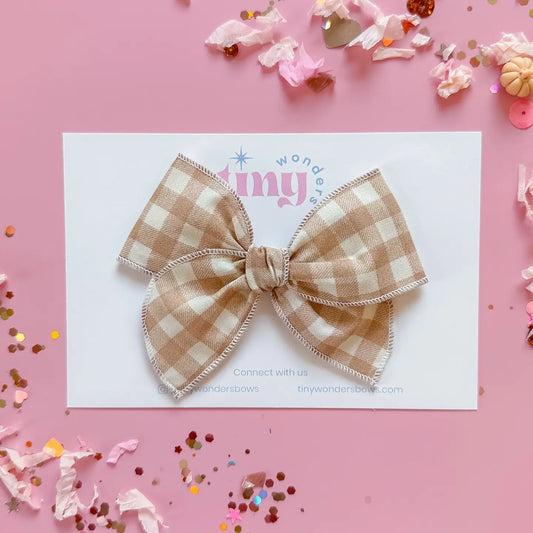 Beige + White Gingham Clip
