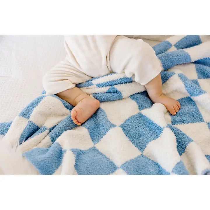 Blue Check Plush Blanket