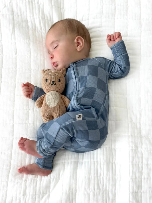 Blue Check Zip Romper