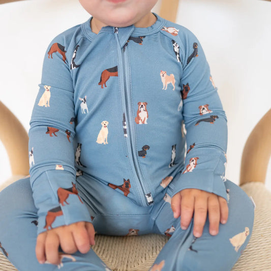 Blue Dog Zip Romper