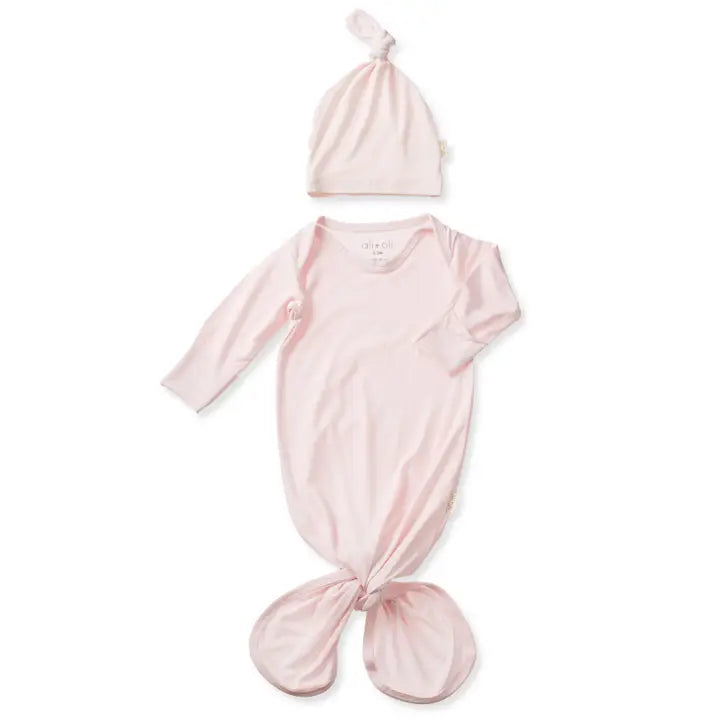 Blush Bamboo Knotted Baby Gown + Hat