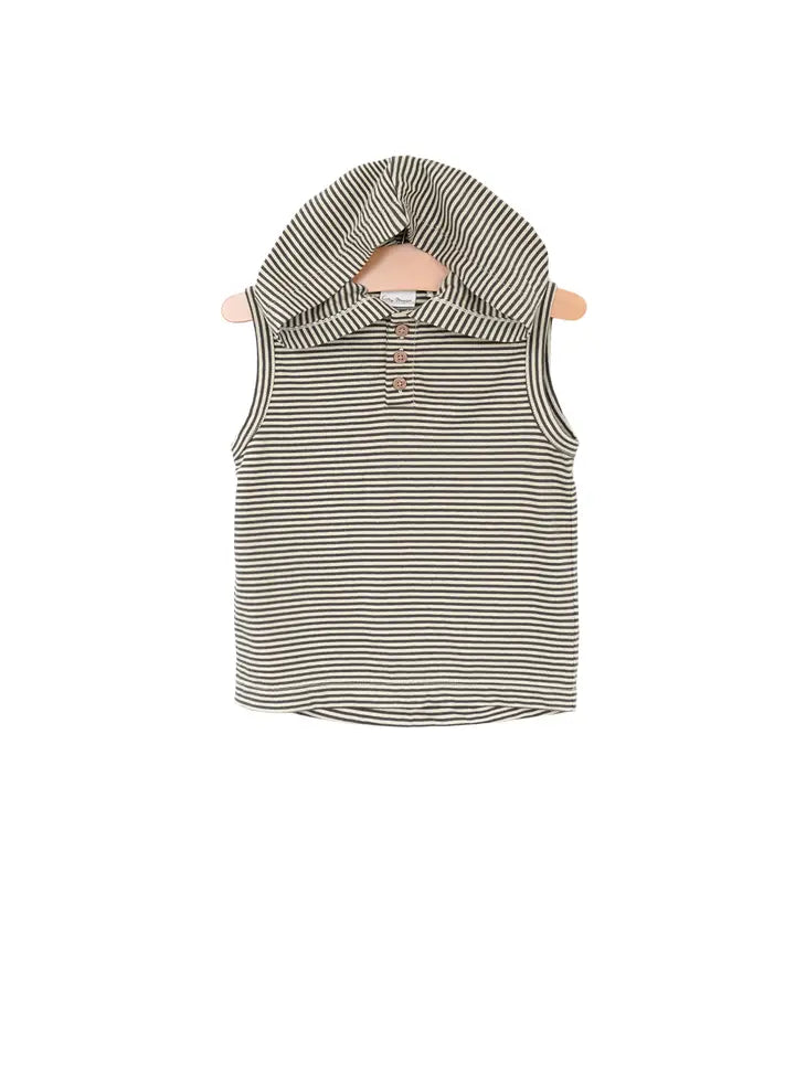 Charcoal Henley Hooded Tank