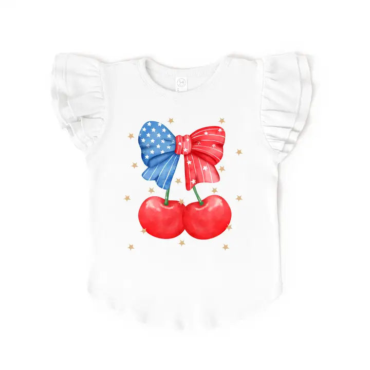 Cherry Patriotic Flutter Top