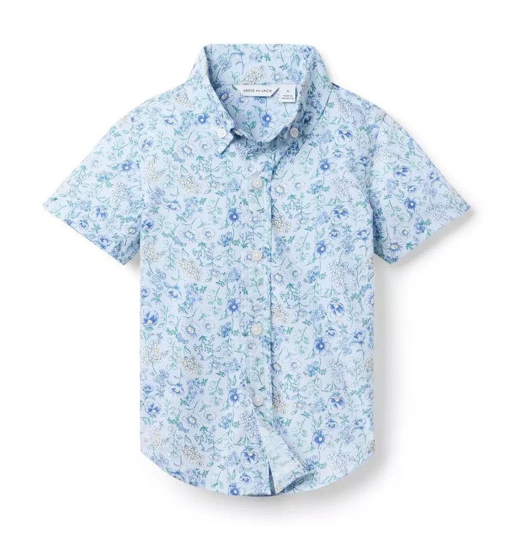 Blue Floral Button Down