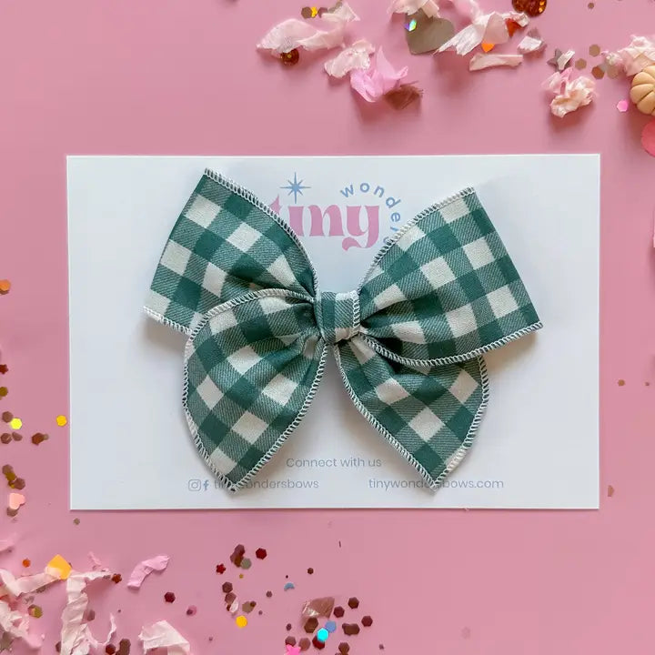 Green Gingham Clip