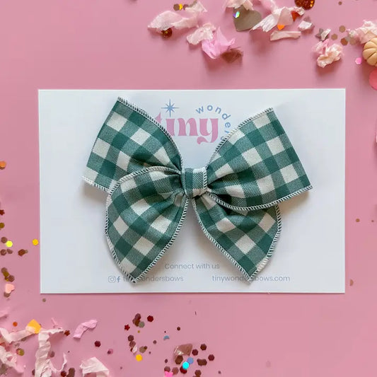 Green Gingham Clip