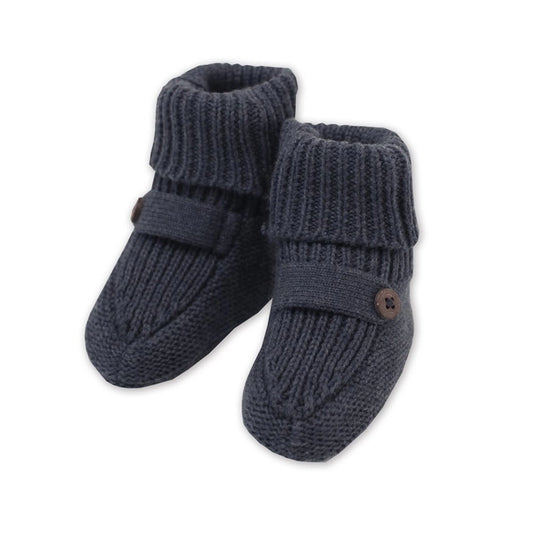 Heather Knit Baby Bootie Charcoal