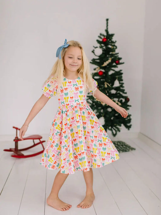 Holiday Bow Twirl Dress