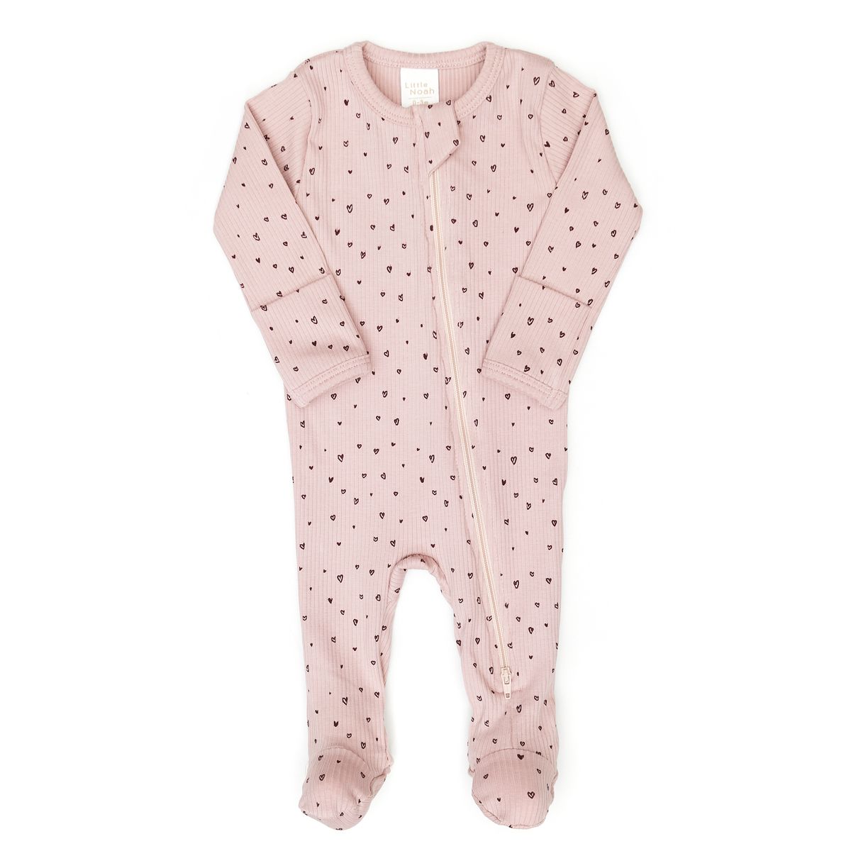 Mauve Hearts Zip Footie