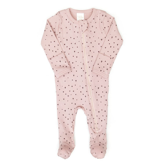 Mauve Hearts Zip Footie