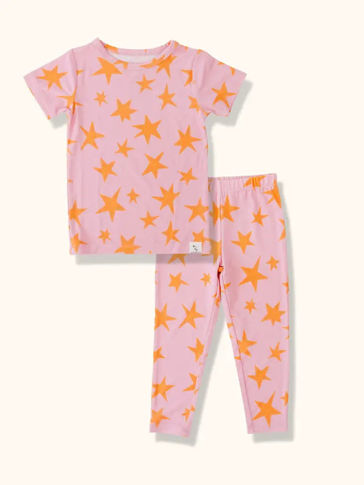 Pink + Orange Star Bamboo Pajama Set