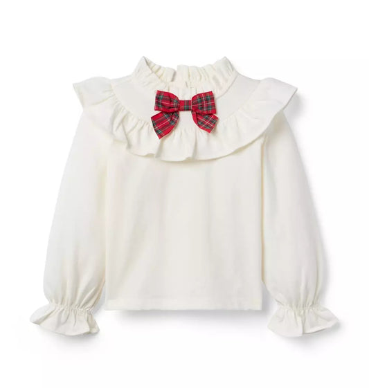 Plaid Bow Ruffle Top
