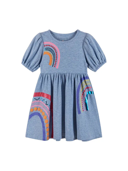 Puff Sleeve Rainbow Dress