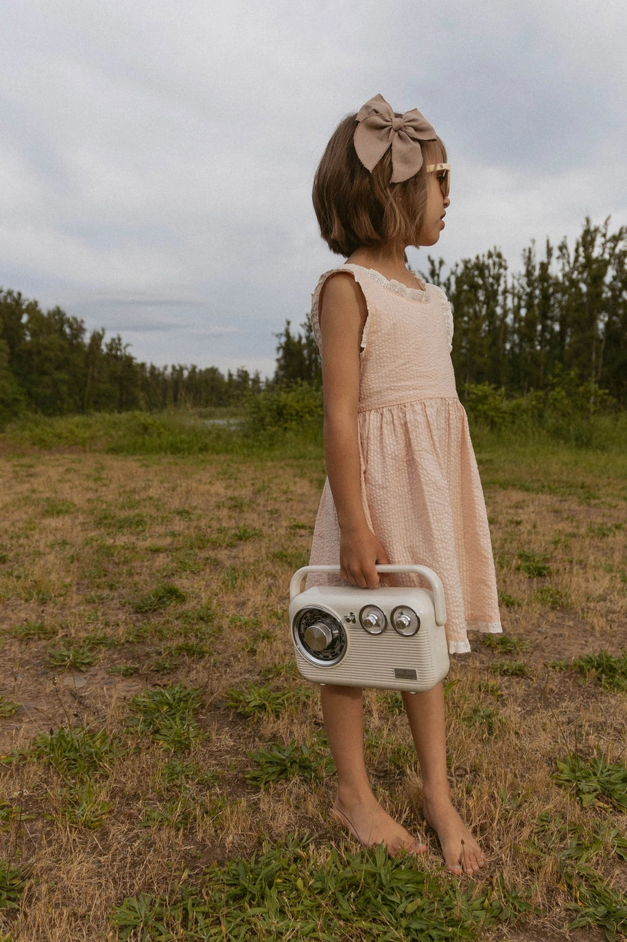 Stripe Cross Back Ruffle Dress