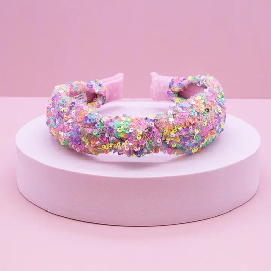 Rainbow Sequin Knot Headband