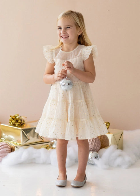 Sparkle Cream + Gold Dress